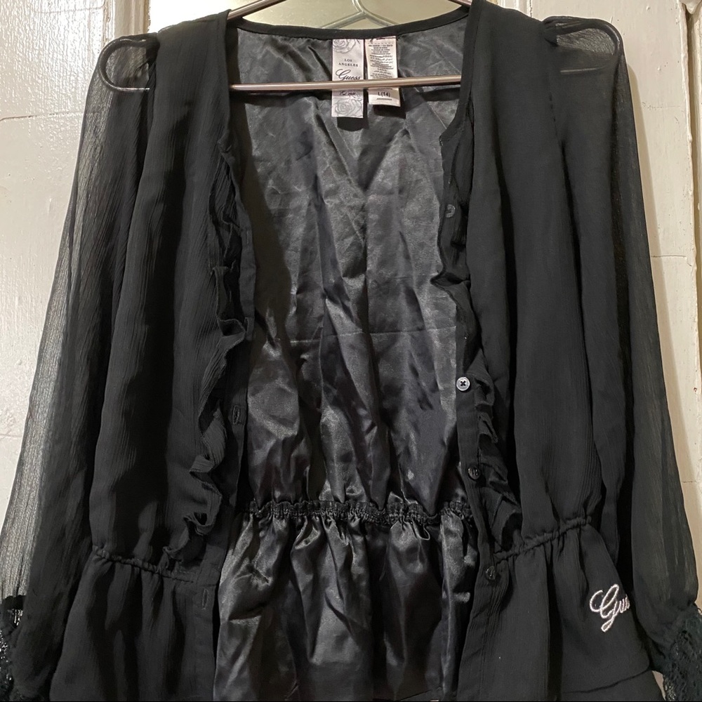 Guess Black Button Down Blouse